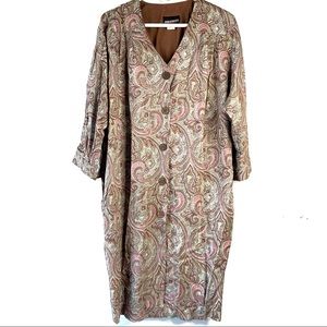 Vintage JOHN ROBERTS Button Up Brown Paisley Dress
